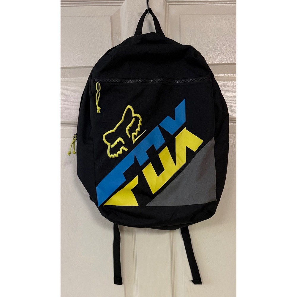 Fox Racing Backpack Black Blue Yellow Graphic Motocross School Bag Daypack